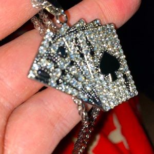 Hand Of Cards Pendant w Free Chain